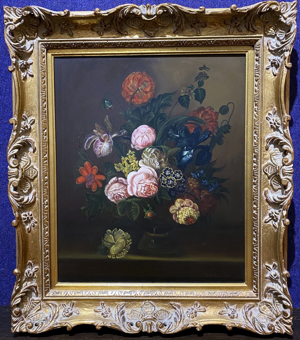 Still life of flowers,18th cen style, signed Orlando (1 of 8)