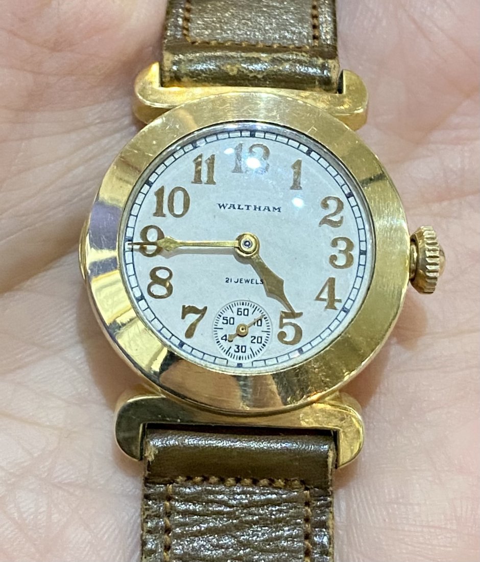 10k Watham g.f. Art Deco mans wrist watch, 21 jewels (1 of 10)
