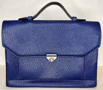 Le Tanneur blue leather handbag: Le Tanneur blue leather handbag, 11" x 8" x 3" (without handle)