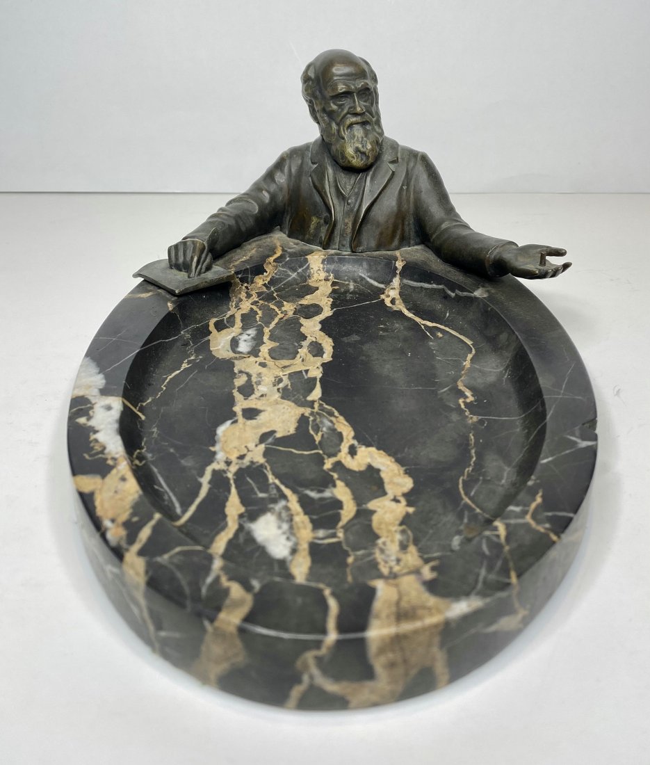 Marble ashtray w/ bronze figure (1 of 9)