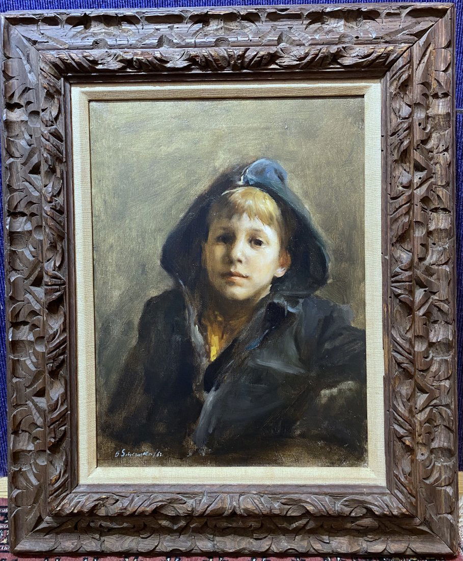 Painting of boy by Burton Philip Silverman dated 1962 (1 of 4)