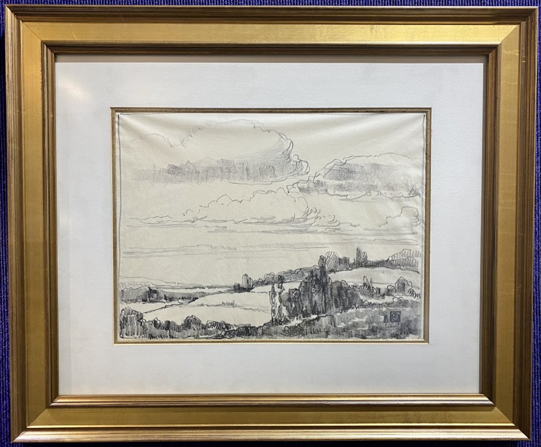 Landscape drawing, signed (1 of 5)