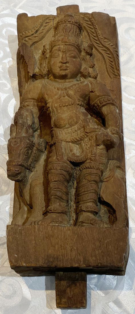 Indian architectural fragment, Hindu god w/ horse (1 of 6)