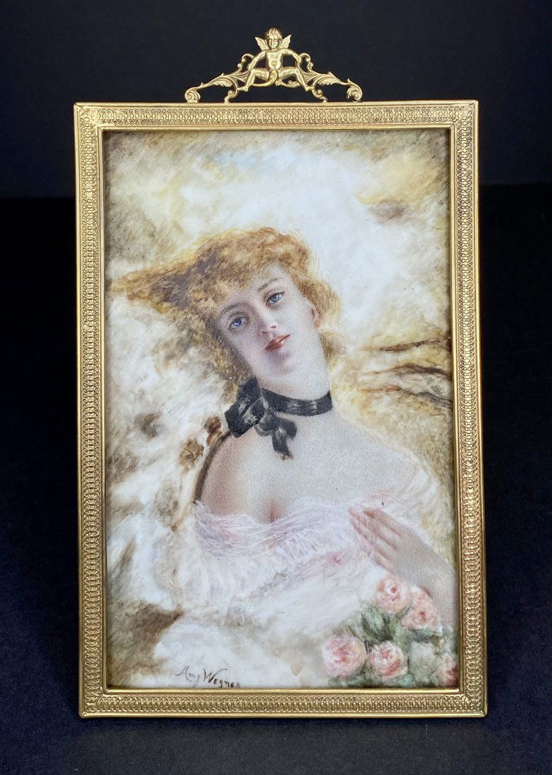 Painting on porcelain signed Wegner (1 of 11)