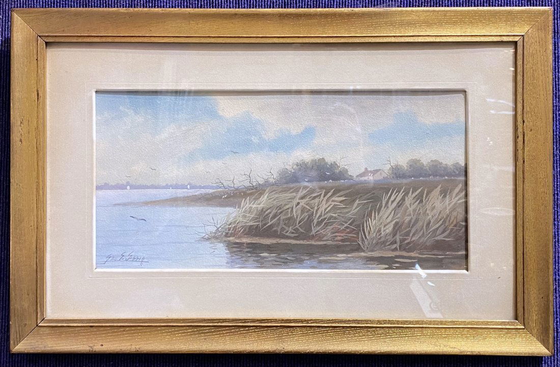 Watercolor of shore by George Emerick Essig c.1900 (1 of 5)