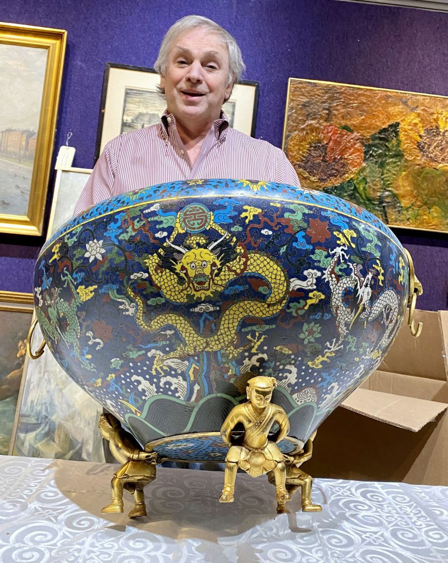 Large Chinese champleve bowl, 18th/19th century (1 of 20)