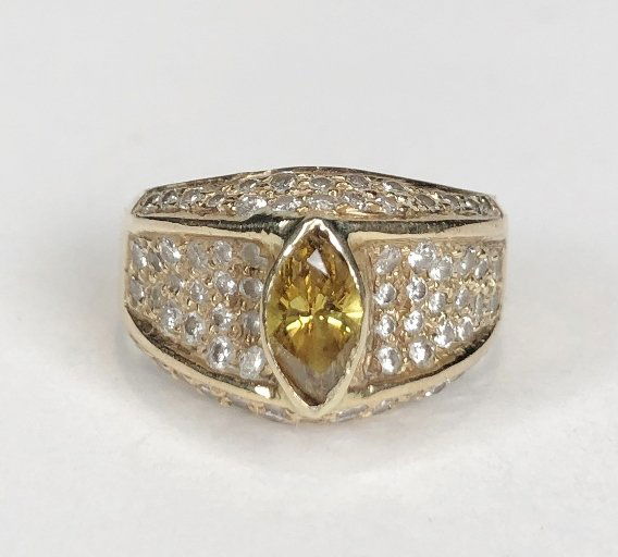 14k yellowish brown marquise and white diamond ring (1 of 8)