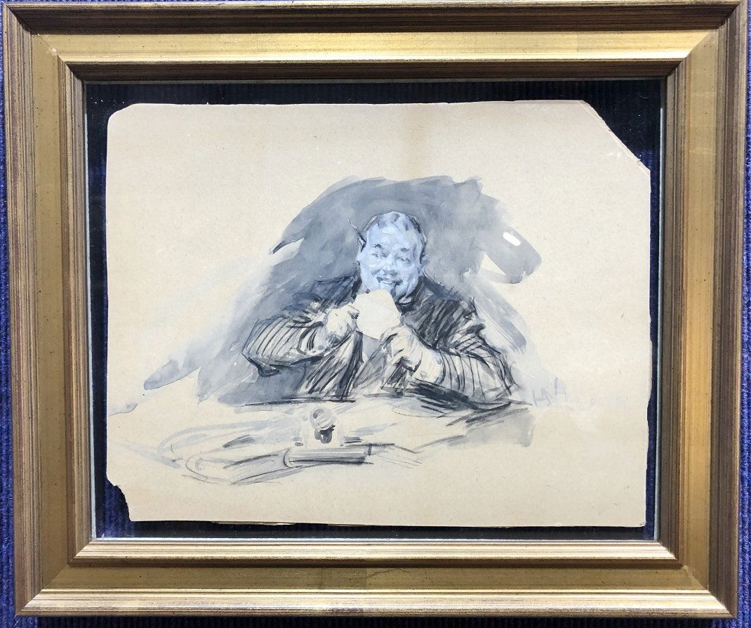 Watercolor of envelope licker by Arthur Keller (1 of 8)