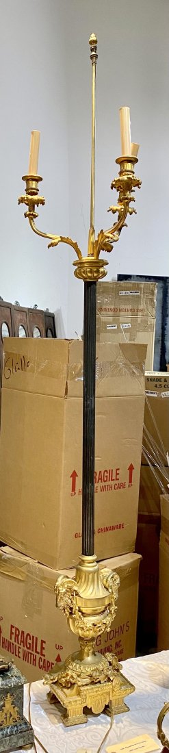 Standing bronze lamp with ram heads (1 of 10)