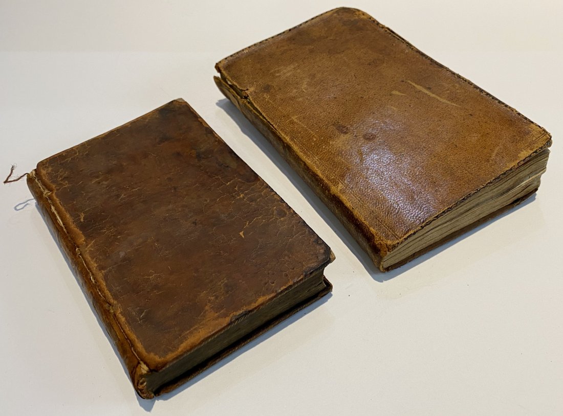 Two leather books, Quakers 1718,English poets.1800 (1 of 11)