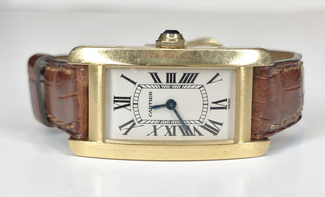 18k Cartier watch with 18k Cartier buckle (1 of 9)