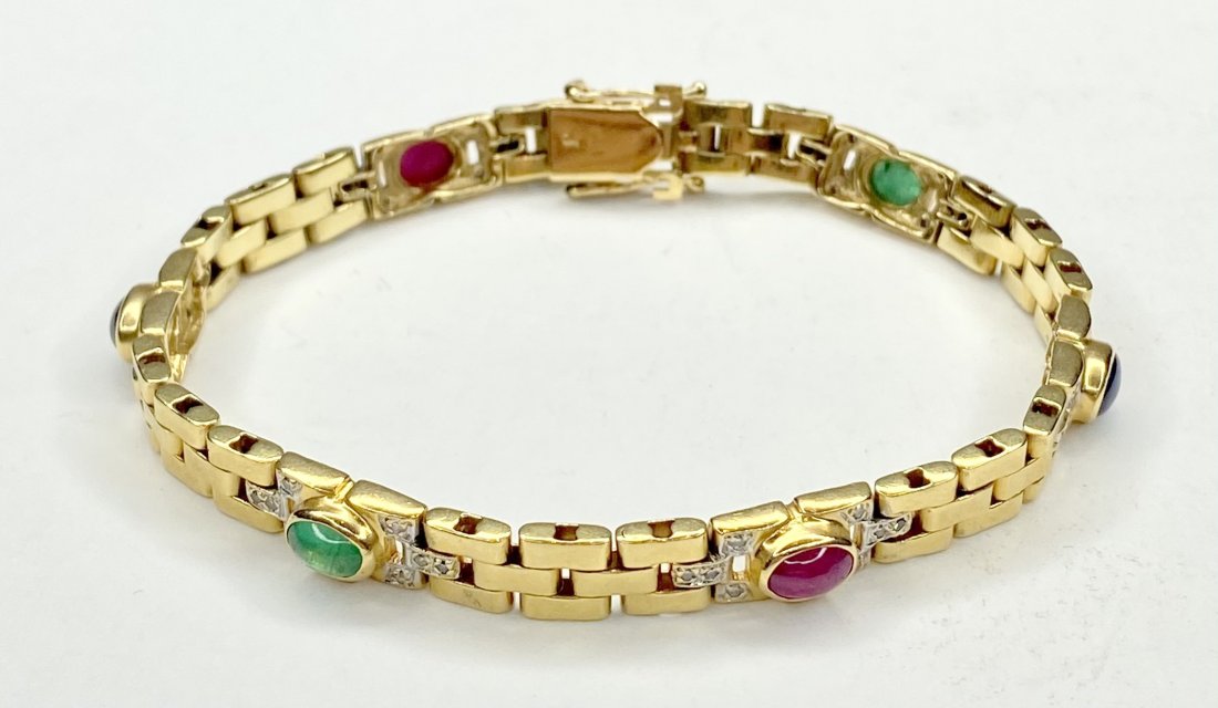 14k diamond bracelet with colored stones,13 dwts (1 of 12)