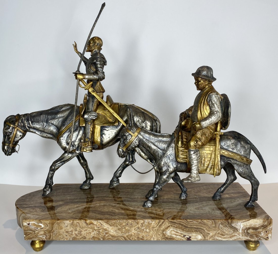 Gilt bronze statue, Don Quixote and Sancho,c.1940 (1 of 13)