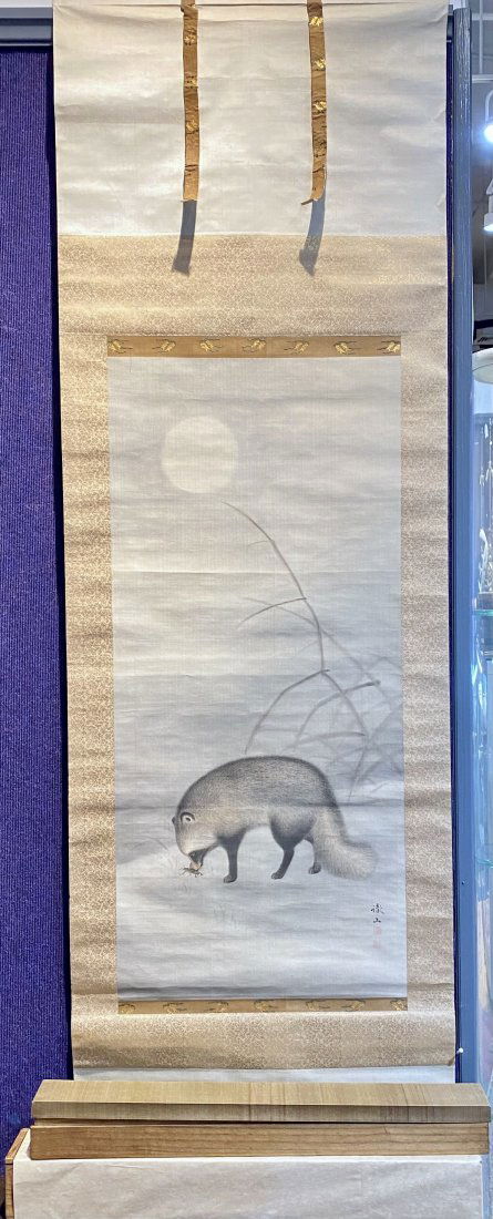 Japanese scroll painting, Mori Tetsuzan 18th/19thc: Japanese scroll painting, Mori Tetsuzan 18th/19thc Painting: 19.5" x 43.5" Scroll: 78" x 26" approx From britishmuseum.org: Mori Tetsuzan (1775-1841)(森徹山) Mori Tetsuzan was by bir