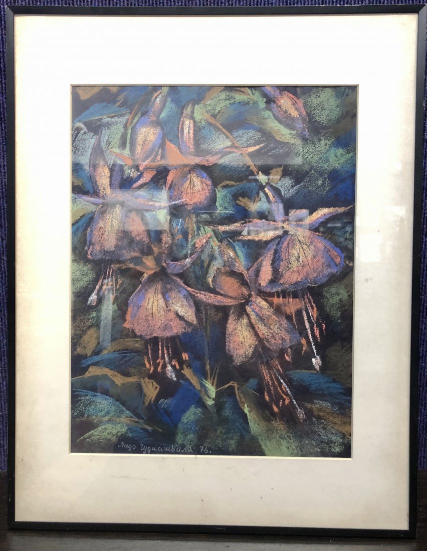 Pastel flower abstraction signed Ledo Gudiashvili (1 of 6)