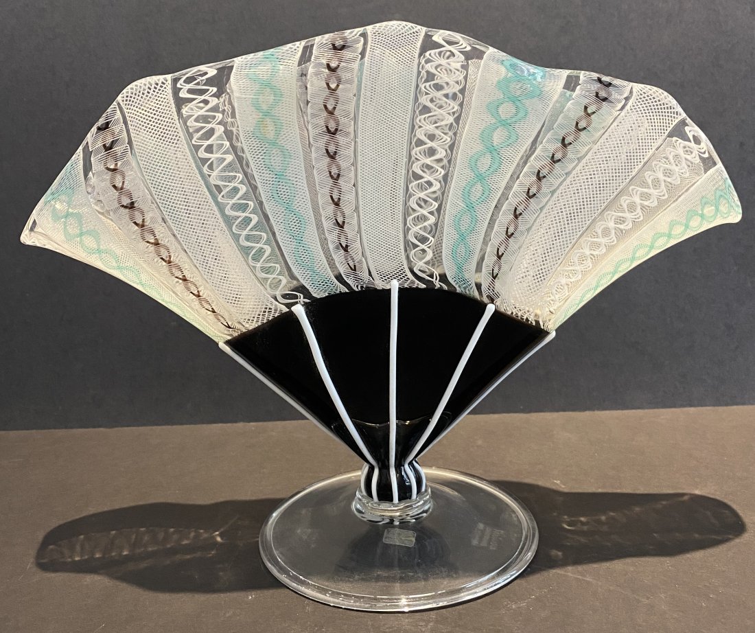 Paolo Venini acid etched signed latticino vase,c.1950 (1 of 12)
