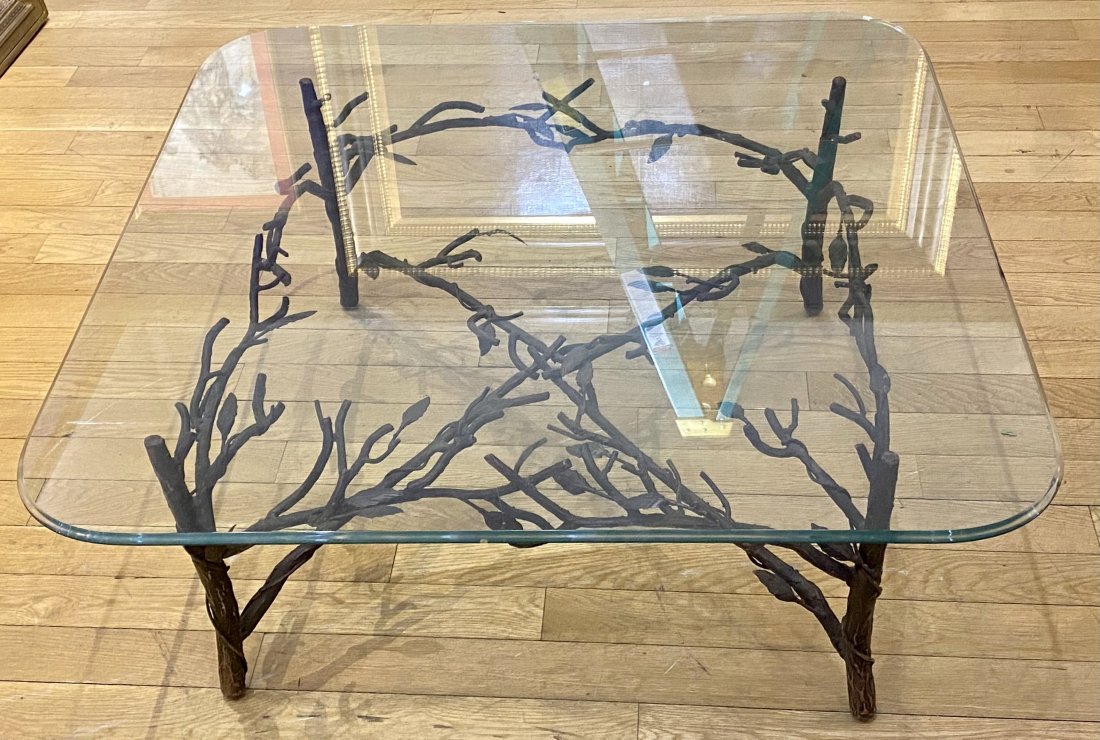 Diego Giacometti style metal and glass table (1 of 7)