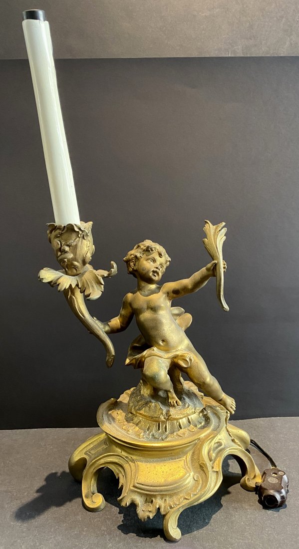 Gilt bronze cherub light fixture (1 of 8)