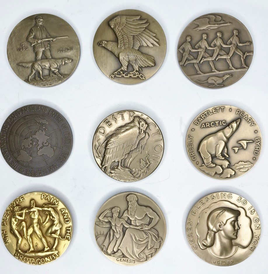 Miscell group of nine bronze medallions (1 of 18)