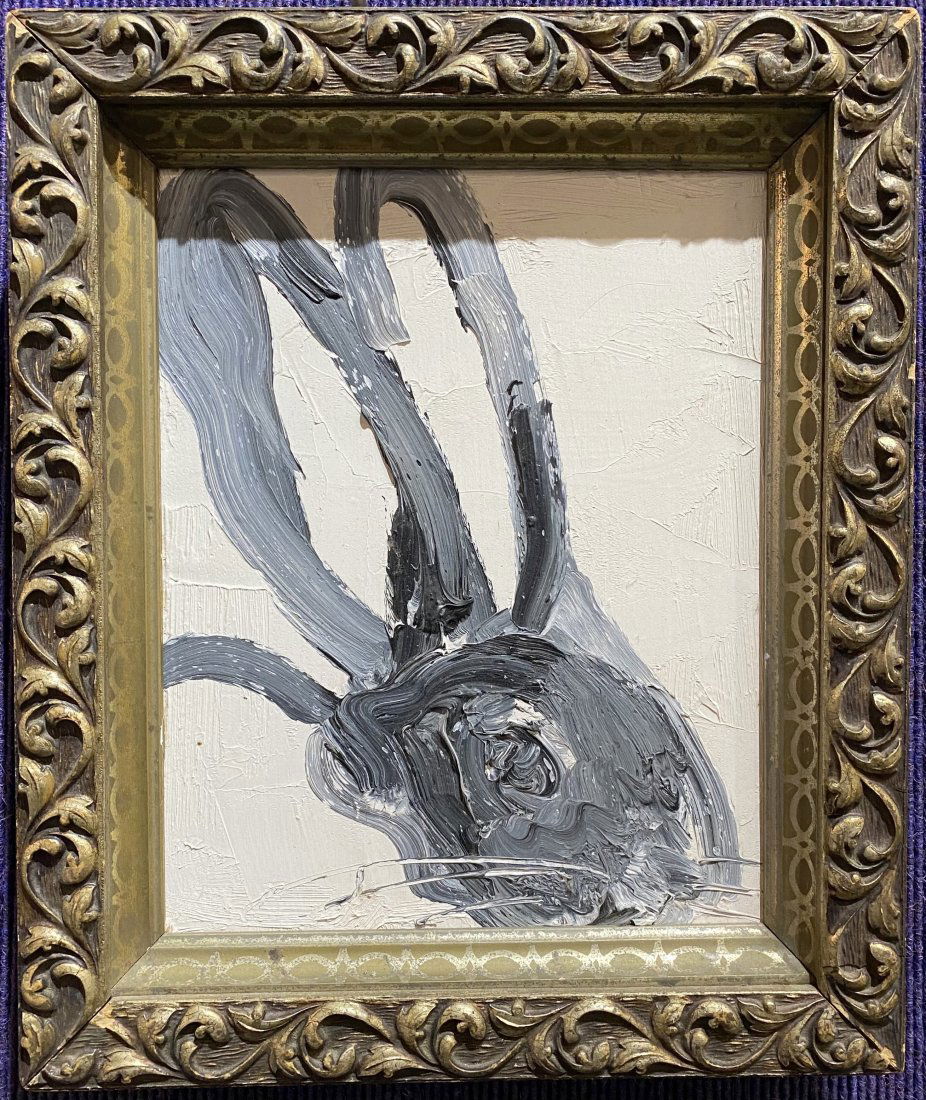 Painting of rabbit by Hunt Slonem, dated 2009 (1 of 4)