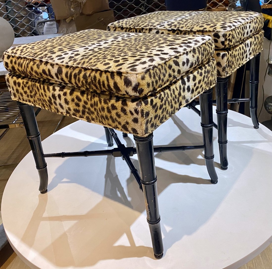 Pair of cheetah print window benches (1 of 7)