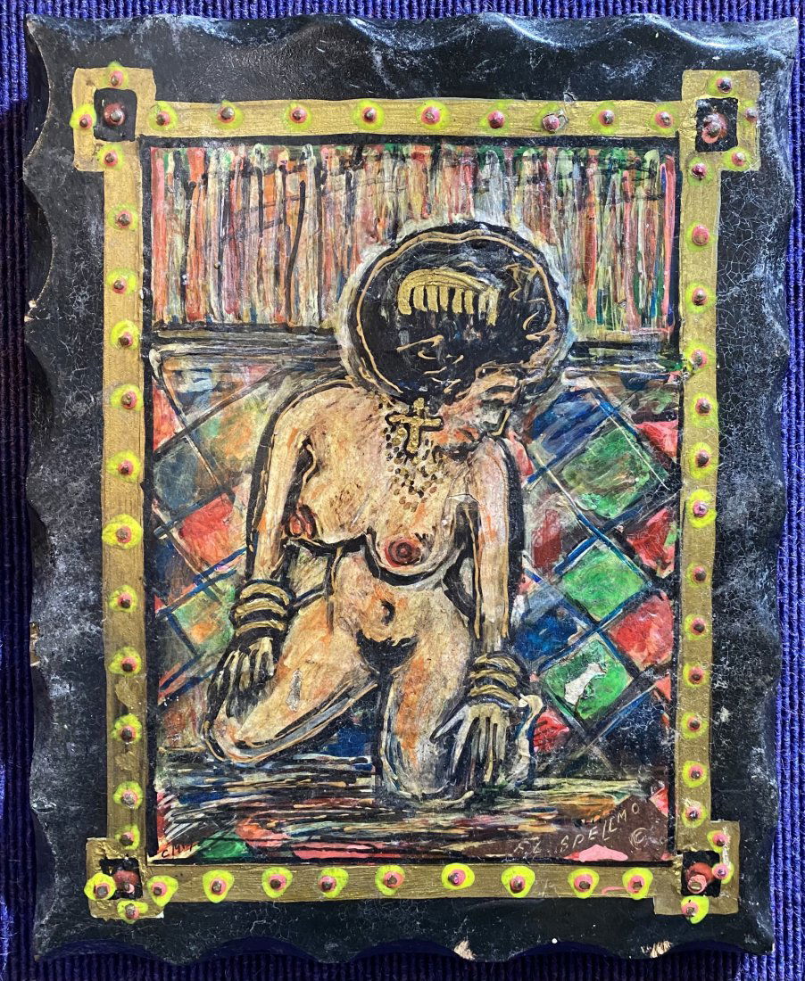 Paint on wood by Doc Spellmon, High Yellow, dated 1979 (1 of 5)