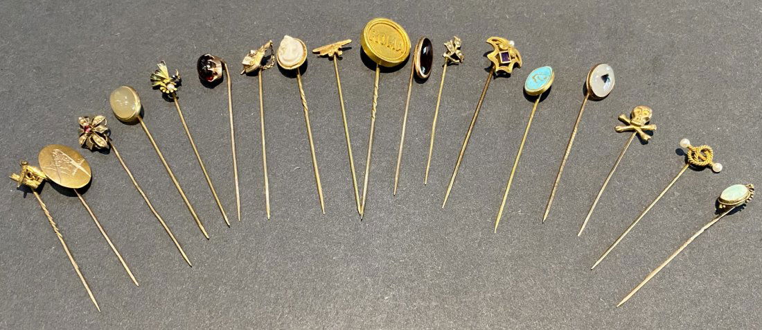 Eighteen gold stick pins,c.1880-1910 (1 of 6)