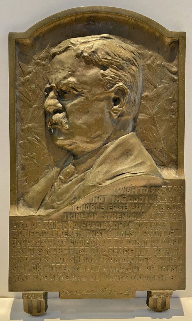 Bronze Roosevelt plaque by James Earle Fraser (1 of 7)