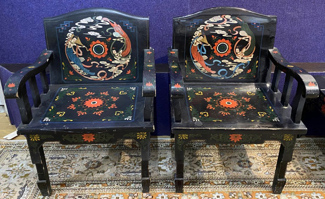 Pair of Chinese lacquer chairs,c.1940-1965 (1 of 10)