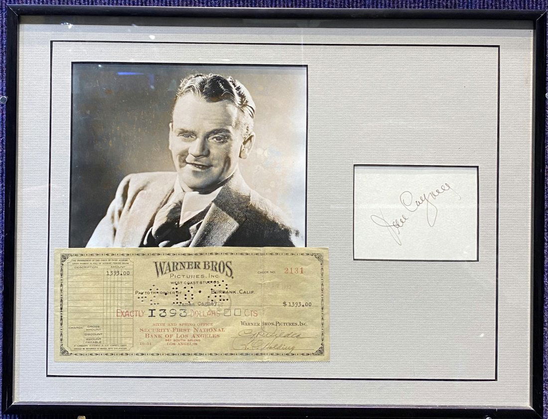 Autograph & Warner Bros. check to James Cagney (1 of 5)