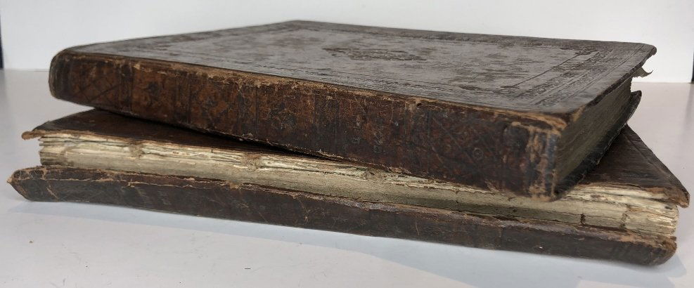 Two leather bound Hebrew books,dated 1860 (1 of 13)