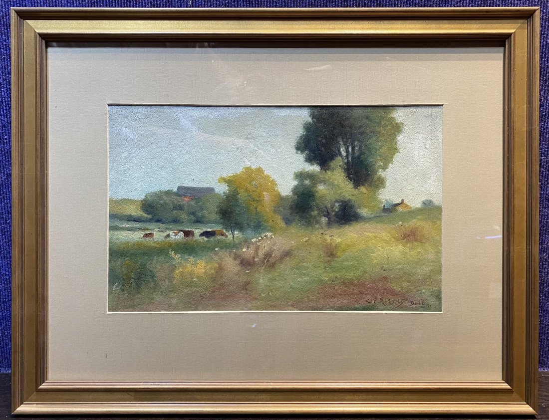 Painting of meadow by Charles P. Rising,c.1900 (1 of 5)