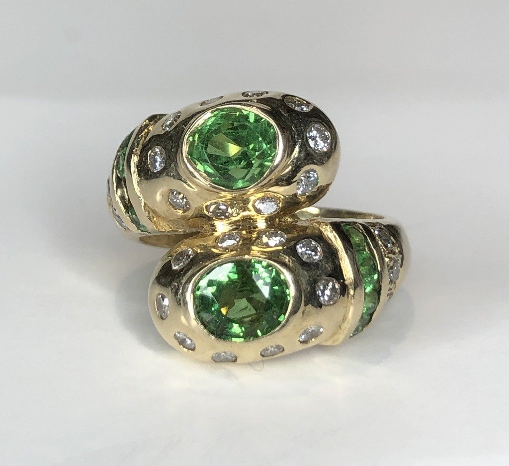 14k diamond & tsavorite ring, GIA, 4.45dwts (1 of 8)