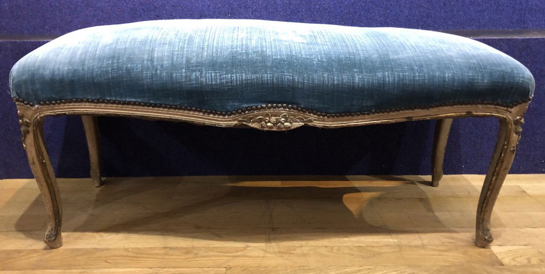French upholstered wood bench (1 of 4)
