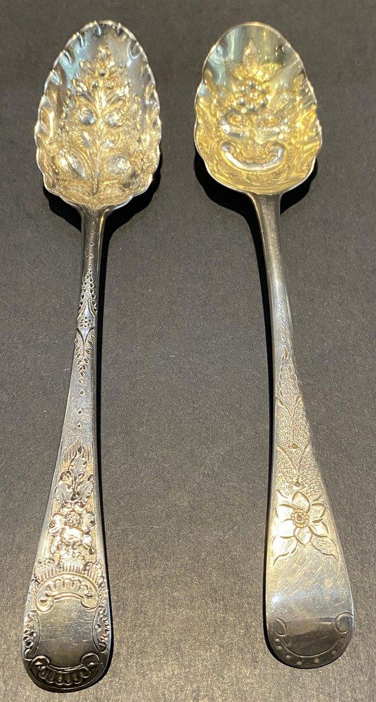 Two Georgian silver stuffing spoons, 4.35ozt (1 of 10)
