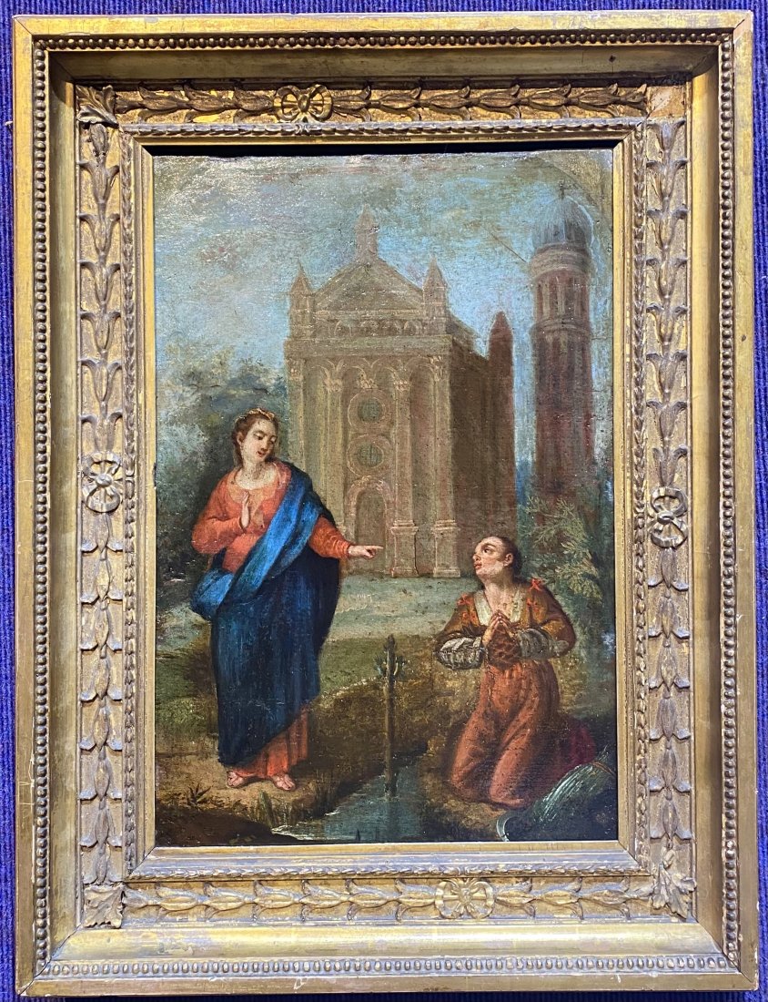 18th/19thc painting of Virgin Mary and Patron (1 of 10)