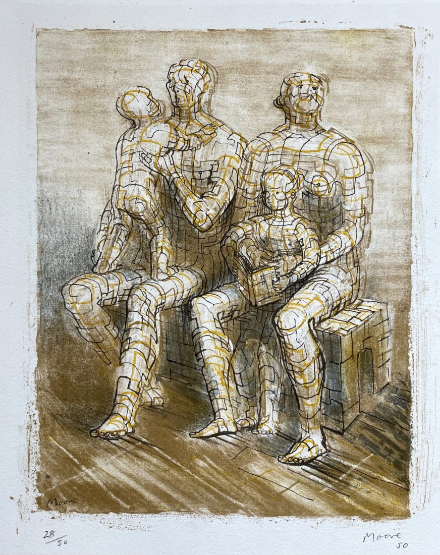 Color litho by Henry Moore, Family Group 1950 (1 of 9)