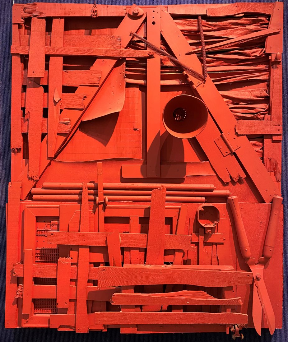 Red construction wall sculpt, Louise Nevelson style (1 of 14)