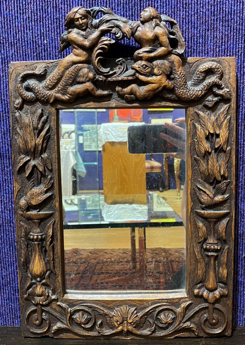 Faux wood composition mirror, mermaids (1 of 7)