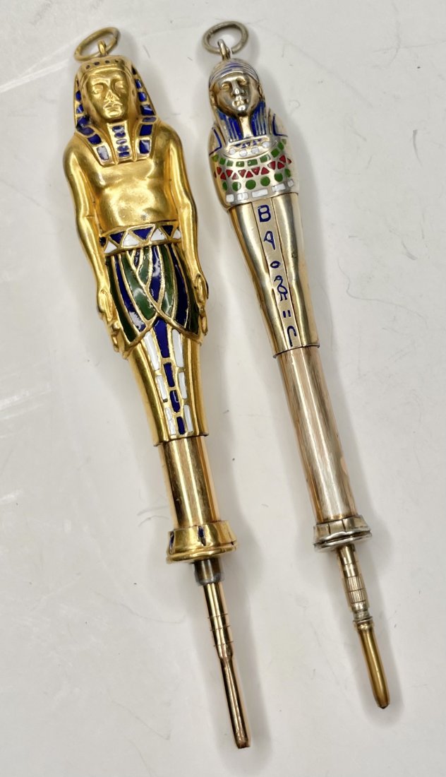 Two silver Egyptian pharaoh telescopic pencils (1 of 6)