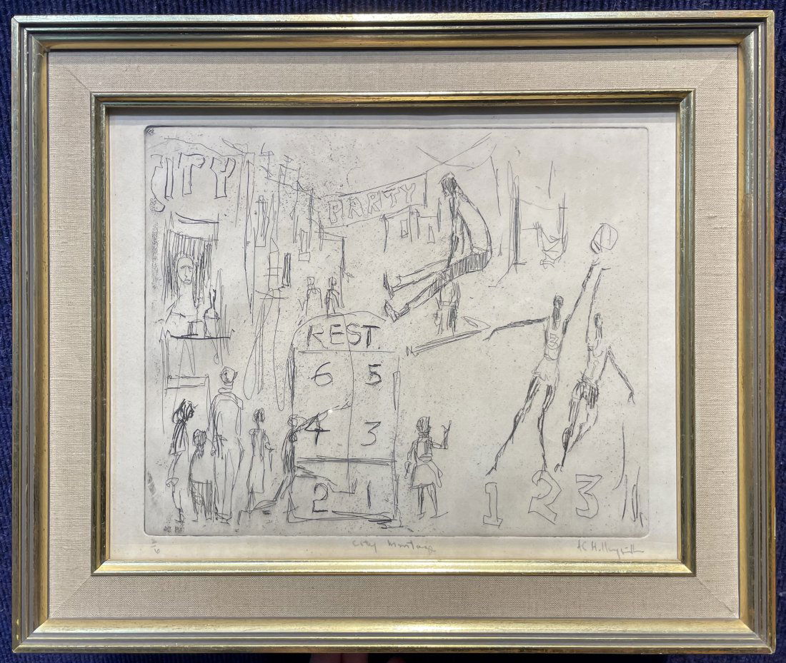 Etching by Alvin Hollingsworth, City Montage (1 of 7)