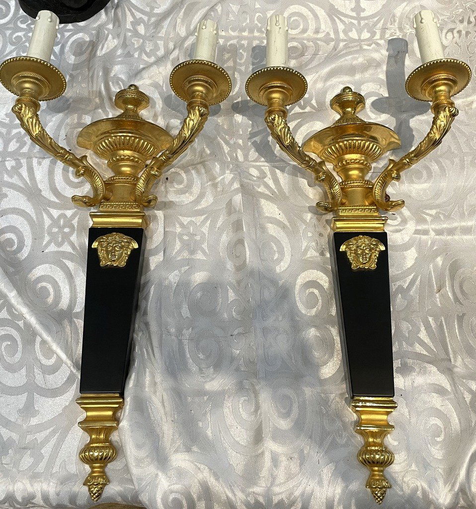 Versace gilt metal wall sconces (1 of 7)