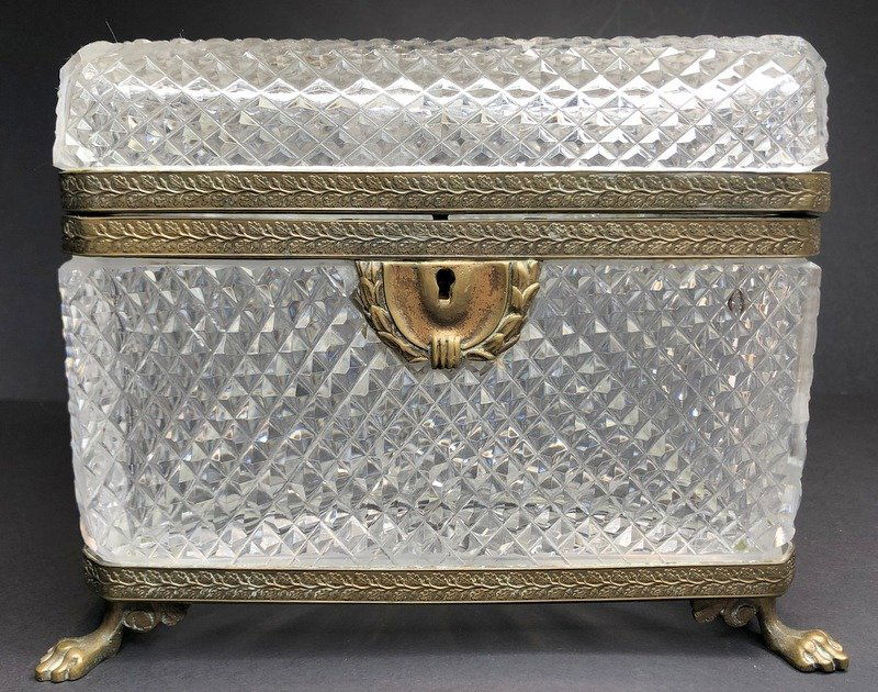 Crystal box with gilt metal hardware, c1900 (1 of 9)