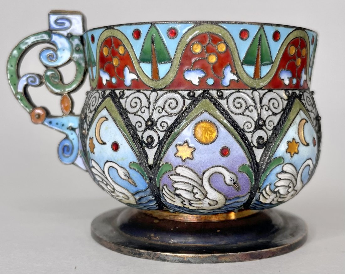 Russian silver enamel cup, Ovchinnikov, c1900 (1 of 6)