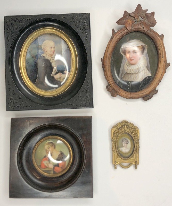 Three miniature portraits, one porcelain plaque (1 of 9)