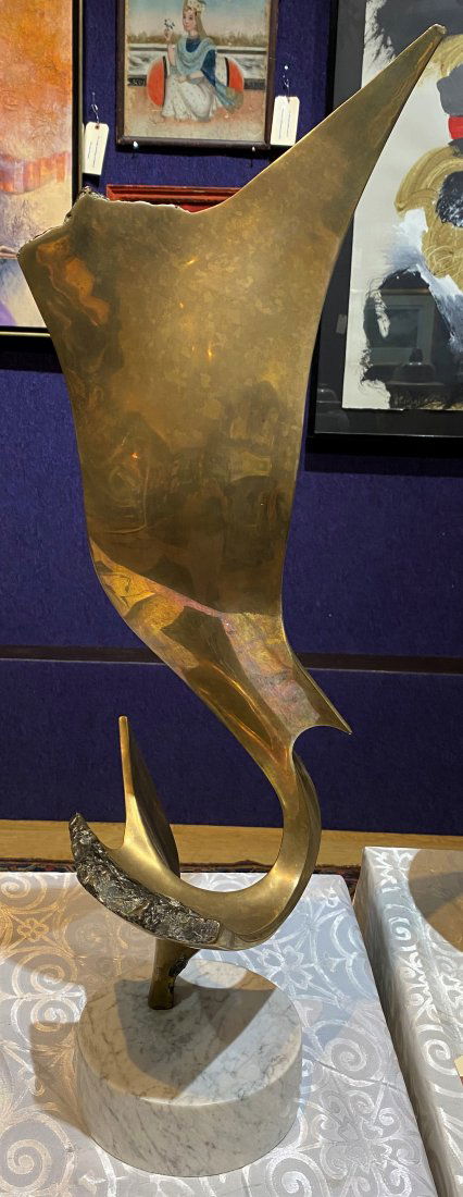 Abstract bronze by Andrew Posa, marble base (1 of 7)