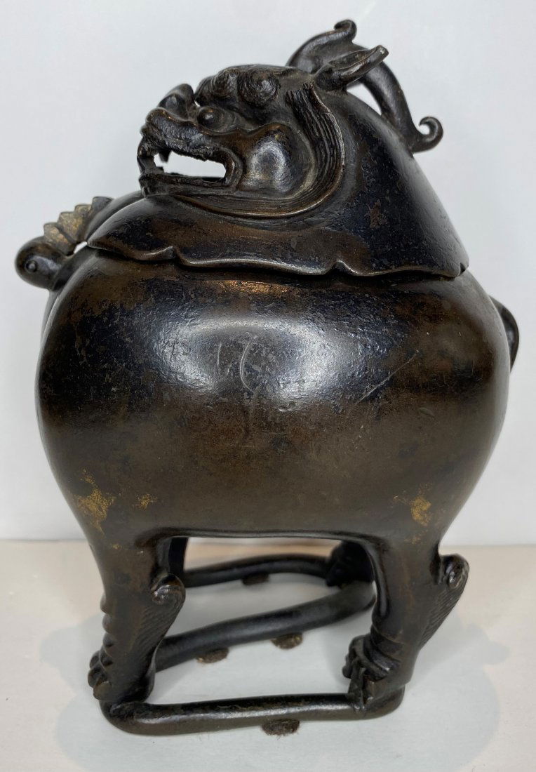 Japanese mythical creature bronze censer,c.1900 (1 of 10)