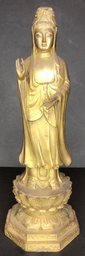 Chinese gilt bronze Immortal, circa 1900 - 1940. (1 of 8)
