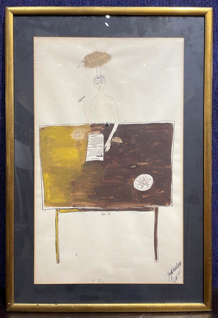 Ink and watercolor drawing by Guy Bourdin 1955 (1 of 13)