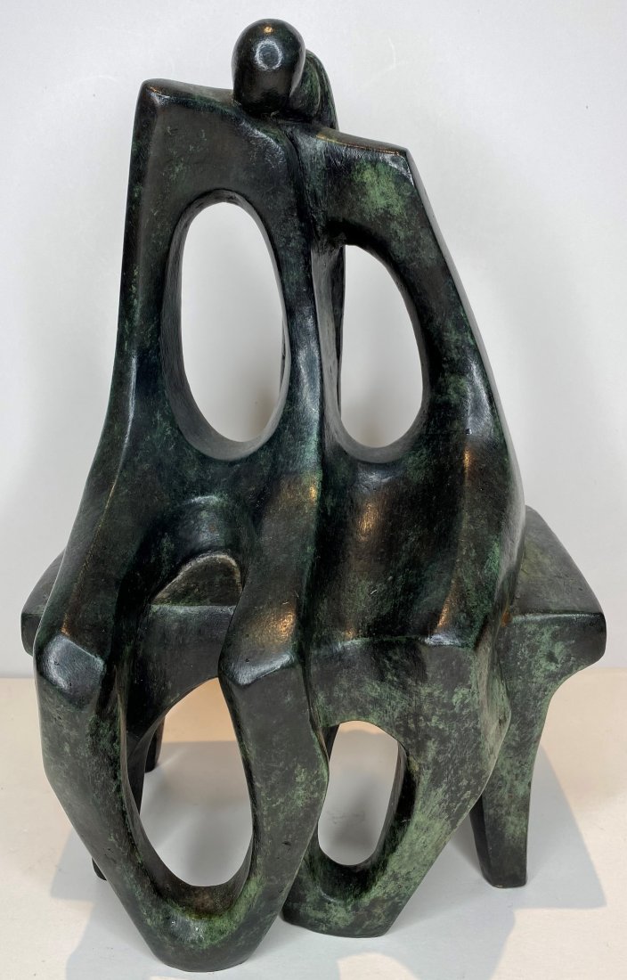 Modern bronze sculpture by Eduardo Montiel 12 inches h: Modern bronze sculpture by Eduardo Montiel(Mexico, 20thc) Dimenions: 12.5 inches tall by 5.75 inches wide by 5.5 inches deep